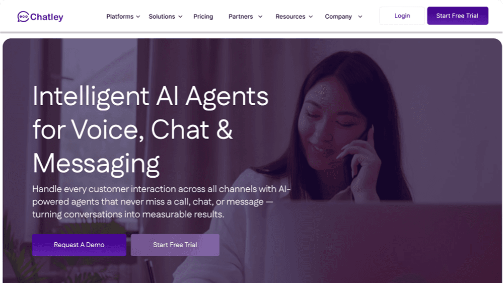 Business owner on a call while Chatley AI answers incoming customer calls